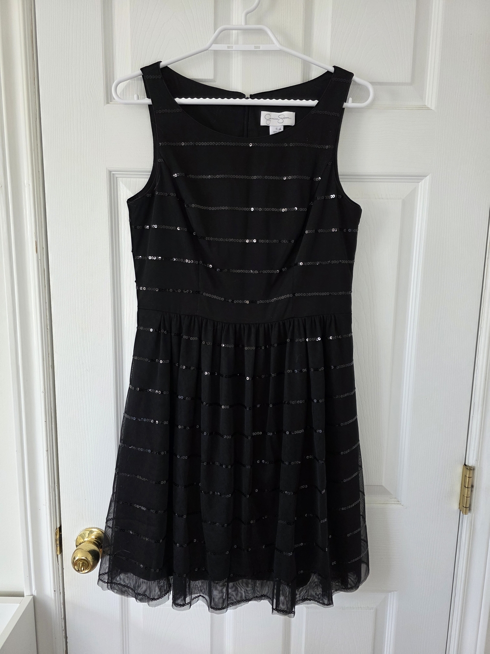 Black Sequin Stripe Mini Dress | Size 6